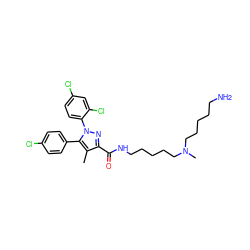 Cc1c(C(=O)NCCCCCN(C)CCCCCN)nn(-c2ccc(Cl)cc2Cl)c1-c1ccc(Cl)cc1 ZINC000064511845