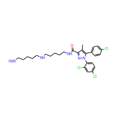 Cc1c(C(=O)NCCCCCNCCCCCN)nn(-c2ccc(Cl)cc2Cl)c1-c1ccc(Cl)cc1 ZINC000064526882