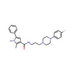 Cc1c(C(=O)NCCCN2CCN(c3ccc(F)cc3)CC2)cc(-c2ccccc2)n1C ZINC000058564010