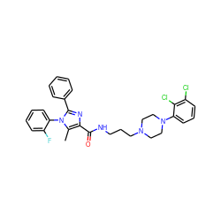 Cc1c(C(=O)NCCCN2CCN(c3cccc(Cl)c3Cl)CC2)nc(-c2ccccc2)n1-c1ccccc1F ZINC000072105261