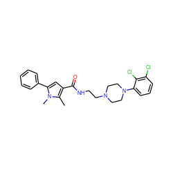 Cc1c(C(=O)NCCN2CCN(c3cccc(Cl)c3Cl)CC2)cc(-c2ccccc2)n1C ZINC000087690221