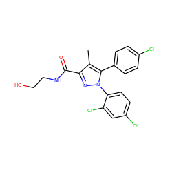 Cc1c(C(=O)NCCO)nn(-c2ccc(Cl)cc2Cl)c1-c1ccc(Cl)cc1 ZINC000013474261