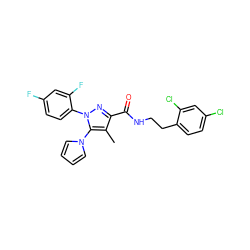 Cc1c(C(=O)NCCc2ccc(Cl)cc2Cl)nn(-c2ccc(F)cc2F)c1-n1cccc1 ZINC000045318148