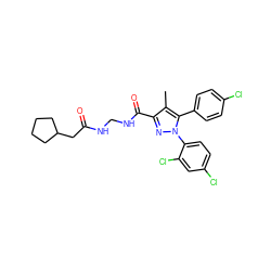 Cc1c(C(=O)NCNC(=O)CC2CCCC2)nn(-c2ccc(Cl)cc2Cl)c1-c1ccc(Cl)cc1 ZINC000040413970