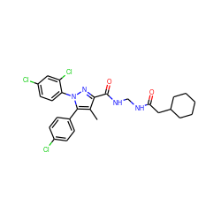 Cc1c(C(=O)NCNC(=O)CC2CCCCC2)nn(-c2ccc(Cl)cc2Cl)c1-c1ccc(Cl)cc1 ZINC000042887583