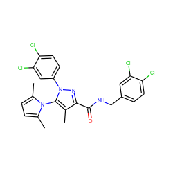 Cc1c(C(=O)NCc2ccc(Cl)c(Cl)c2)nn(-c2ccc(Cl)c(Cl)c2)c1-n1c(C)ccc1C ZINC000014975701