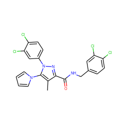 Cc1c(C(=O)NCc2ccc(Cl)c(Cl)c2)nn(-c2ccc(Cl)c(Cl)c2)c1-n1cccc1 ZINC000014975692