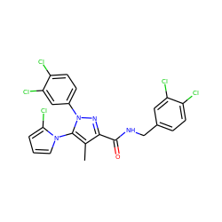 Cc1c(C(=O)NCc2ccc(Cl)c(Cl)c2)nn(-c2ccc(Cl)c(Cl)c2)c1-n1cccc1Cl ZINC000073129690