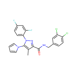 Cc1c(C(=O)NCc2ccc(Cl)c(Cl)c2)nn(-c2ccc(F)cc2F)c1-n1cccc1 ZINC000014975713