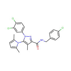 Cc1c(C(=O)NCc2ccc(Cl)cc2)nn(-c2ccc(Cl)c(Cl)c2)c1-n1c(C)ccc1C ZINC000045300646