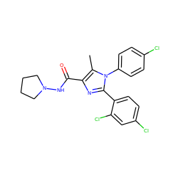 Cc1c(C(=O)NN2CCCC2)nc(-c2ccc(Cl)cc2Cl)n1-c1ccc(Cl)cc1 ZINC000013611868