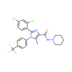 Cc1c(C(=O)NN2CCCCC2)nc(-c2ccc(Cl)cc2Cl)n1-c1ccc(C(F)(F)F)cc1 ZINC000013611863