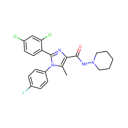 Cc1c(C(=O)NN2CCCCC2)nc(-c2ccc(Cl)cc2Cl)n1-c1ccc(F)cc1 ZINC000013611858