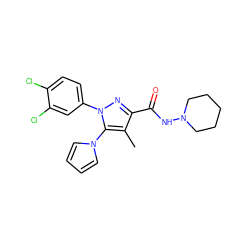 Cc1c(C(=O)NN2CCCCC2)nn(-c2ccc(Cl)c(Cl)c2)c1-n1cccc1 ZINC000014975690