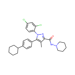 Cc1c(C(=O)NN2CCCCC2)nn(-c2ccc(Cl)cc2Cl)c1-c1ccc(C2CCCCC2)cc1 ZINC000043062191