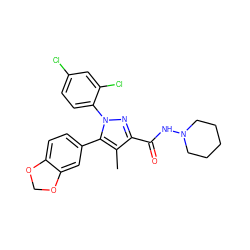 Cc1c(C(=O)NN2CCCCC2)nn(-c2ccc(Cl)cc2Cl)c1-c1ccc2c(c1)OCO2 ZINC000001489480