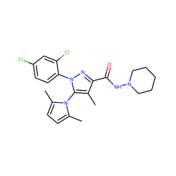 Cc1c(C(=O)NN2CCCCC2)nn(-c2ccc(Cl)cc2Cl)c1-n1c(C)ccc1C ZINC000014975681