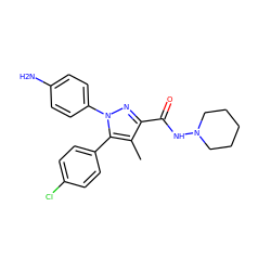 Cc1c(C(=O)NN2CCCCC2)nn(-c2ccc(N)cc2)c1-c1ccc(Cl)cc1 ZINC000013472850