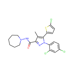 Cc1c(C(=O)NN2CCCCCC2)nn(-c2ccc(Cl)cc2Cl)c1-c1ccc(Cl)s1 ZINC000035880681