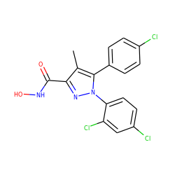 Cc1c(C(=O)NO)nn(-c2ccc(Cl)cc2Cl)c1-c1ccc(Cl)cc1 ZINC000013474260