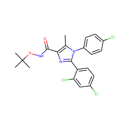 Cc1c(C(=O)NOC(C)(C)C)nc(-c2ccc(Cl)cc2Cl)n1-c1ccc(Cl)cc1 ZINC000013611894