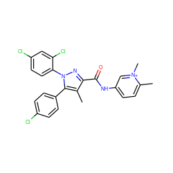 Cc1c(C(=O)Nc2ccc(C)[n+](C)c2)nn(-c2ccc(Cl)cc2Cl)c1-c1ccc(Cl)cc1 ZINC000072105244