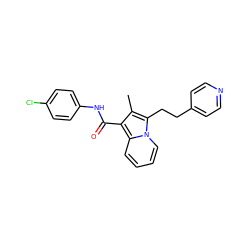 Cc1c(C(=O)Nc2ccc(Cl)cc2)c2ccccn2c1CCc1ccncc1 ZINC000012511333