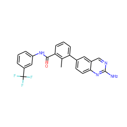 Cc1c(C(=O)Nc2cccc(C(F)(F)F)c2)cccc1-c1ccc2nc(N)ncc2c1 ZINC000035049814