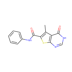 Cc1c(C(=O)Nc2ccccc2)sc2nc[nH]c(=O)c12 ZINC000008829071