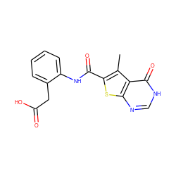 Cc1c(C(=O)Nc2ccccc2CC(=O)O)sc2nc[nH]c(=O)c12 ZINC000391899091