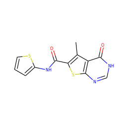 Cc1c(C(=O)Nc2cccs2)sc2nc[nH]c(=O)c12 ZINC000653718324