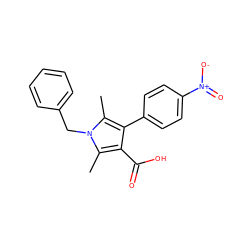 Cc1c(C(=O)O)c(-c2ccc([N+](=O)[O-])cc2)c(C)n1Cc1ccccc1 ZINC000082157729