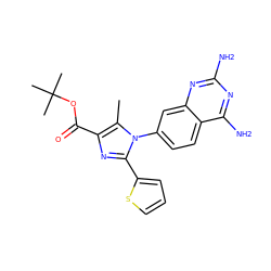 Cc1c(C(=O)OC(C)(C)C)nc(-c2cccs2)n1-c1ccc2c(N)nc(N)nc2c1 ZINC000169706544