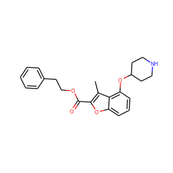 Cc1c(C(=O)OCCc2ccccc2)oc2cccc(OC3CCNCC3)c12 ZINC000095556870