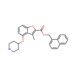 Cc1c(C(=O)OCc2cccc3ccccc23)oc2cccc(OC3CCNCC3)c12 ZINC000095554587