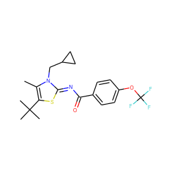 Cc1c(C(C)(C)C)s/c(=N\C(=O)c2ccc(OC(F)(F)F)cc2)n1CC1CC1 ZINC000066066118