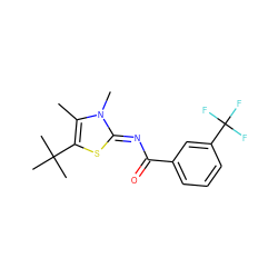 Cc1c(C(C)(C)C)s/c(=N\C(=O)c2cccc(C(F)(F)F)c2)n1C ZINC000028954340