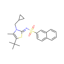 Cc1c(C(C)(C)C)s/c(=N\S(=O)(=O)c2ccc3ccccc3c2)n1CC1CC1 ZINC000028862071