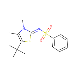 Cc1c(C(C)(C)C)s/c(=N\S(=O)(=O)c2ccccc2)n1C ZINC000013111339