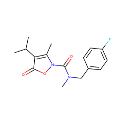 Cc1c(C(C)C)c(=O)on1C(=O)N(C)Cc1ccc(F)cc1 ZINC000026846774