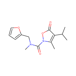 Cc1c(C(C)C)c(=O)on1C(=O)N(C)Cc1ccco1 ZINC000026850577