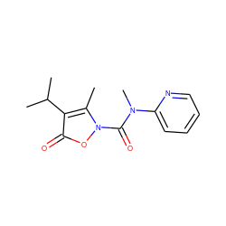 Cc1c(C(C)C)c(=O)on1C(=O)N(C)c1ccccn1 ZINC000026843195