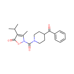 Cc1c(C(C)C)c(=O)on1C(=O)N1CCC(C(=O)c2ccccc2)CC1 ZINC000026848759