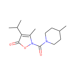 Cc1c(C(C)C)c(=O)on1C(=O)N1CCC(C)CC1 ZINC000026849404