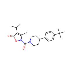 Cc1c(C(C)C)c(=O)on1C(=O)N1CCC(c2ccc(C(C)(C)C)cc2)CC1 ZINC000026846864