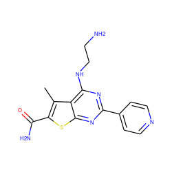 Cc1c(C(N)=O)sc2nc(-c3ccncc3)nc(NCCN)c12 ZINC000223673287