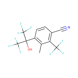 Cc1c(C(O)(C(F)(F)F)C(F)(F)F)ccc(C#N)c1C(F)(F)F ZINC000653866604