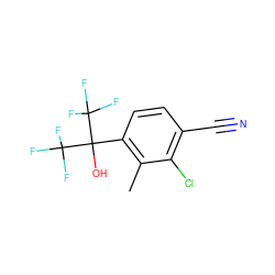 Cc1c(C(O)(C(F)(F)F)C(F)(F)F)ccc(C#N)c1Cl ZINC000653887835