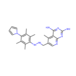 Cc1c(C)c(-n2cccc2)c(C)c(C)c1NNCc1cnc2nc(N)nc(N)c2c1C ZINC000028125185