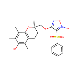 Cc1c(C)c2c(c(C)c1O)CC[C@](C)(COc1no[n+]([O-])c1S(=O)(=O)c1ccccc1)O2 ZINC000028395820